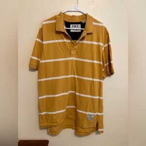 P&T Men's Mustard and White Striped Polo Shirt